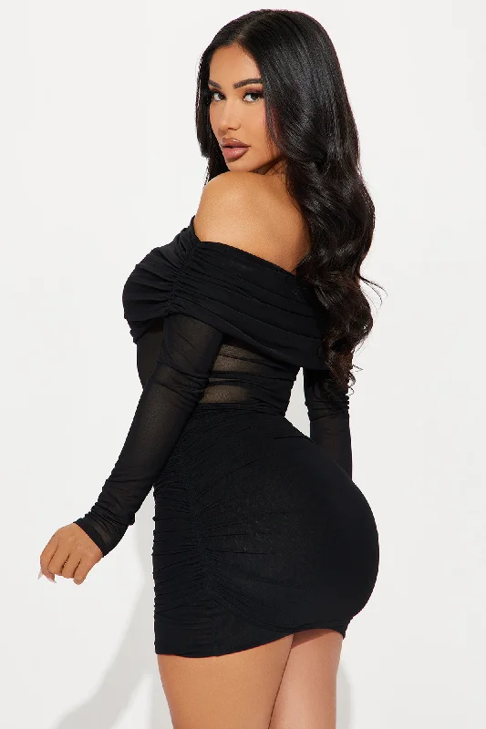 Adeline Off Shoulder Mini Dress - Black