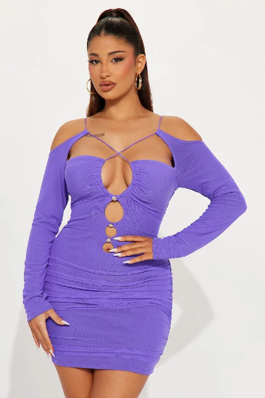 Gianna Mesh Mini Dress - Purple