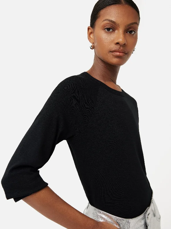 Cotton Luxe Raglan Tee | Black