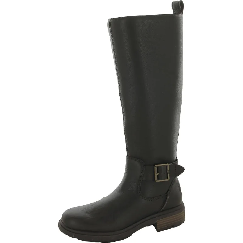 Harrison Tall Womens Leather Stacked Heel Knee-High Boots