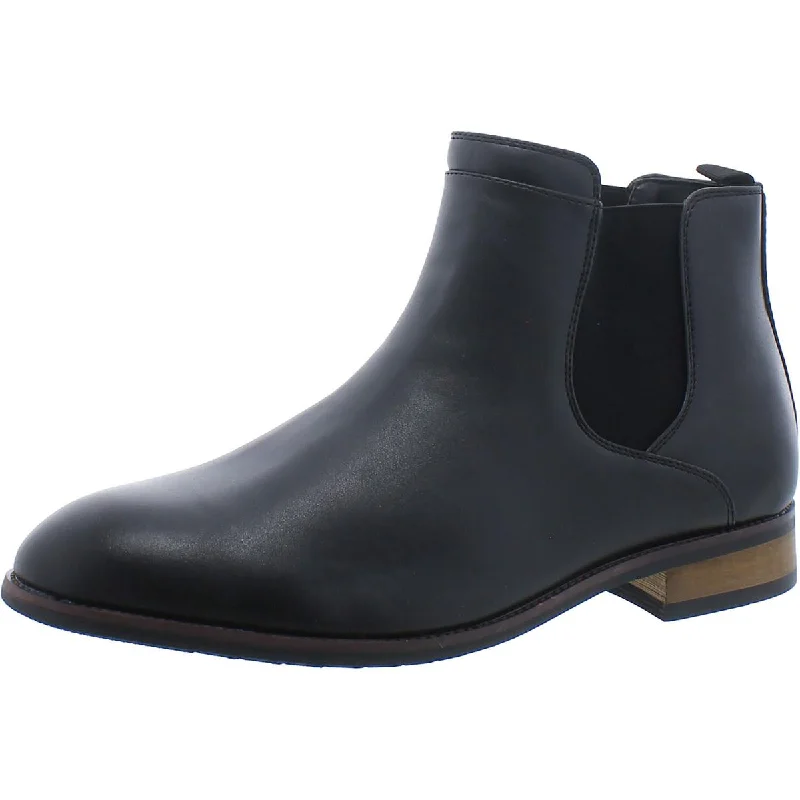 Womens Faux Leather Slip-On Booties