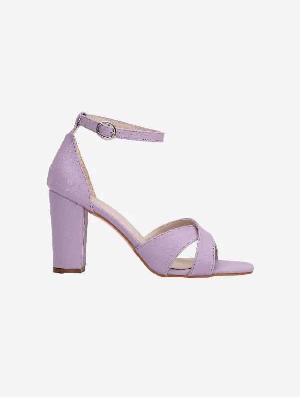 Amelia Vegan Leather Heeled Sandals | Lavender