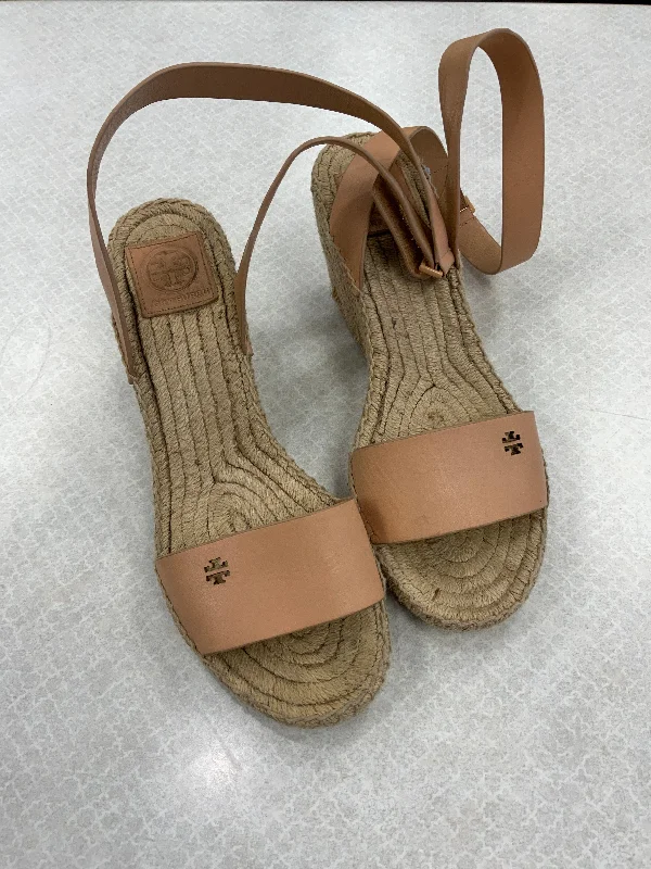 Sandals Heels Wedge By Tory Burch In Tan, Size: 9