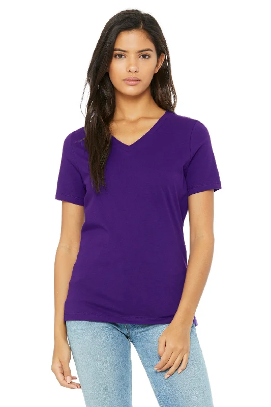 Bella + Canvas Womens Relaxed Jersey Short Sleeve V-Neck T-Shirt - Team Purple