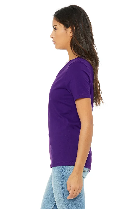 Bella + Canvas Womens Relaxed Jersey Short Sleeve V-Neck T-Shirt - Team Purple