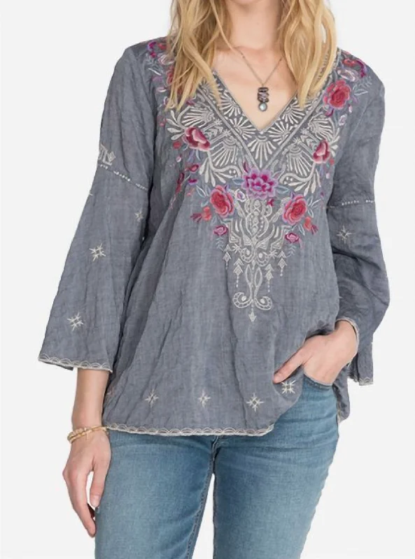 Caelynn Swing Blouse In Denim Blue