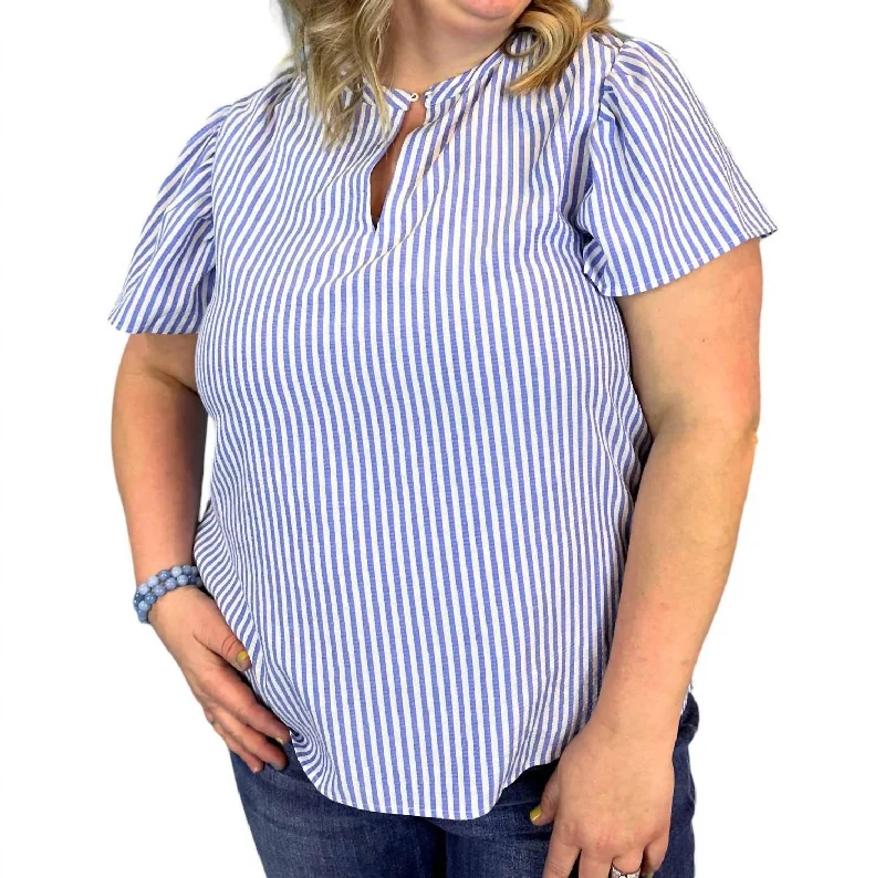 Cassie Stripe Blouse In Blue