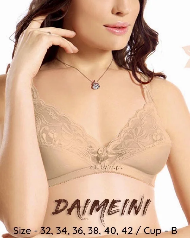 Daimeini Bra - Flourish Bra - Non Padded Non Wired Soft Net Bra Jersey & Spandex Bra