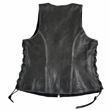 Ladies Open Neck Zip Up Vest with Side Laces