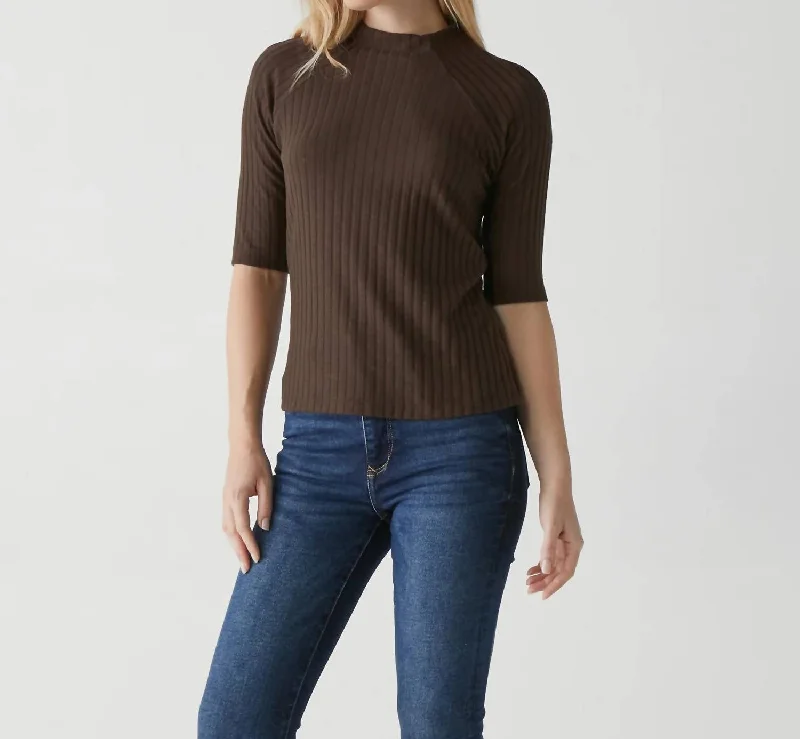 Nadine Luxe Jasper Elbow Mock Neck In Java