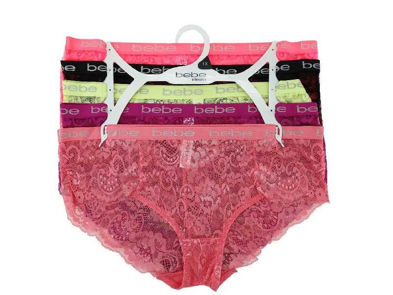 5PKHP727, Bebe Ladies 5pk Hipster Panties (1X-3X)