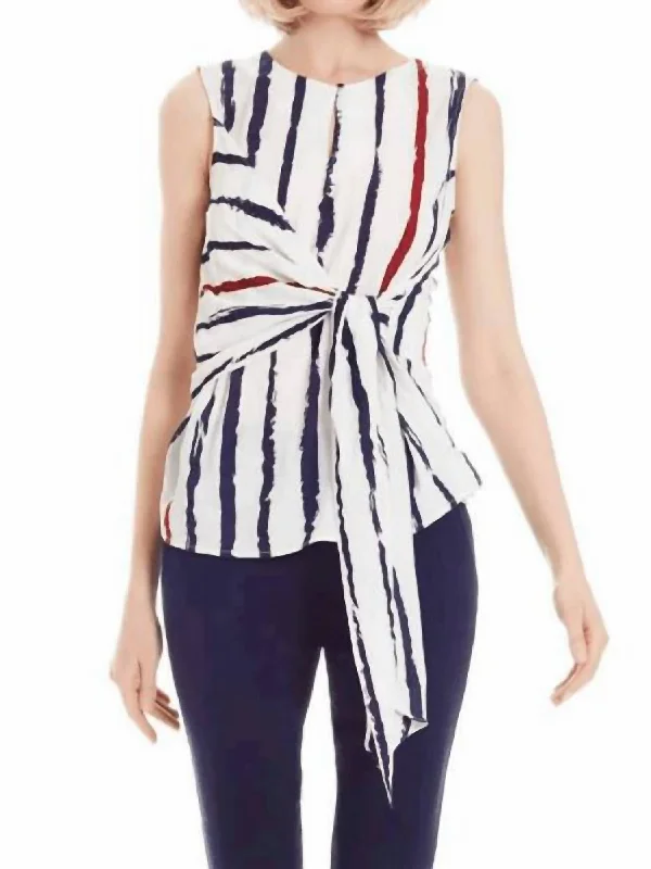 Striped Belted Tunic Sleeveless In Multi