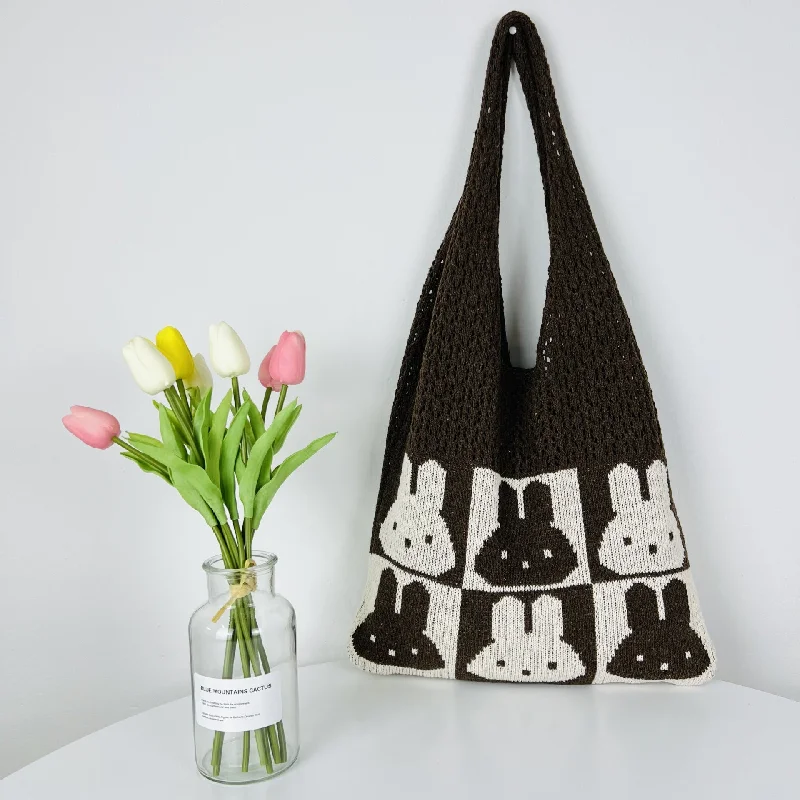 Luggage scales with digital display for accurate weight measurement at home2023 new cross-border bags Japan and South Korea tote bag splicing bag knitted bag hollow bag shoulder bag woven bag