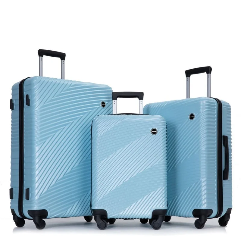 Charging station travel adapters with multiple USB ports for powering devices on the go3 Piece PC+ABS Suitcase Luggage Sets with Two Hooks and Spinner Wheels,Aqua Blue