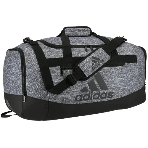 Compression packing bags to save space in travel backpacksadidas Defender 4 Medium Duffel Bag, Jersey Onix Grey/Black, One Size