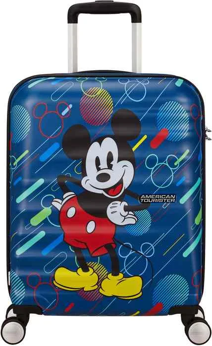 Luggage trolley organizers to hold small items like keys and phonesAmerican Tourister Disney Wavebreaker Carry-On Spinner Luggage - Mickey Future Pop