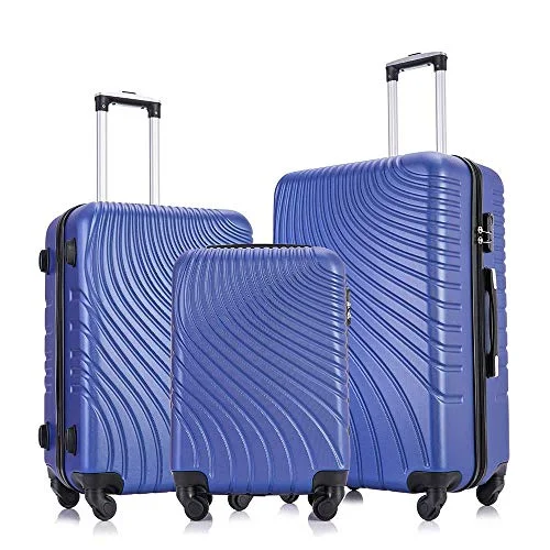 Travel garment hangers that are foldable for easy packingApelila 3 Piece ABS Luggage Sets with Spinner Wheels Hard Shell Spinner Carry On Suitcase (Blue, 3 Pieces 20 24 28 Inch)
