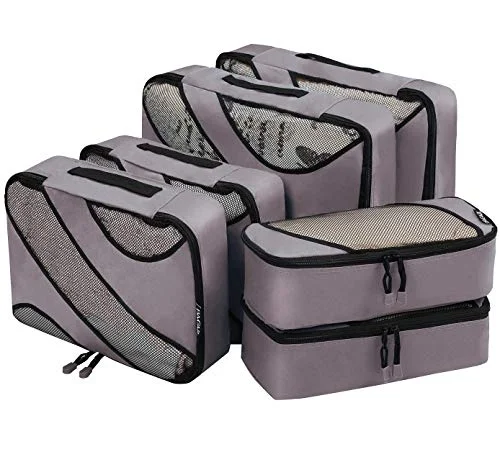 TSA-approved combination locks for luggage security during international travelBagail 6 Set Packing Cubes,3 Various Sizes Travel Luggage Packing Organizers(Dark Grey)