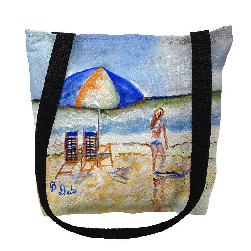 Travel garment hangers that are foldable for easy packingBeach Chairs & Girl Small Tote Bag 13x13