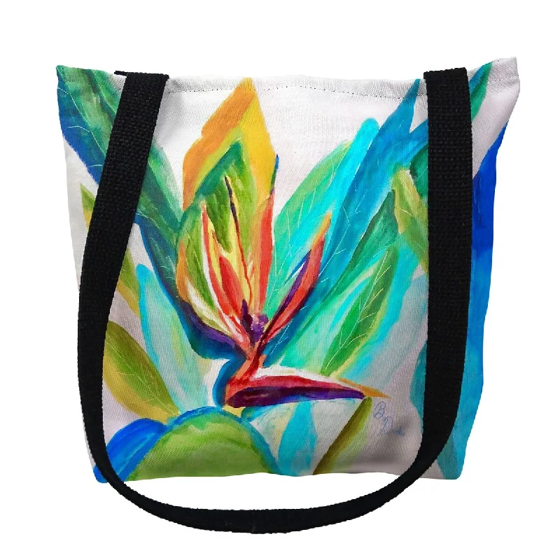 Leather luggage handles for a comfortable and stylish gripBird of Paradise Small Tote Bag 13x13