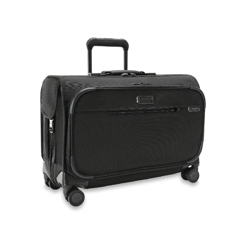 Charging station travel adapters with multiple USB ports for powering devices on the goBriggs & Riley Baseline BLU174SP-4 Wide Carry-on Wheeled Garment Bag