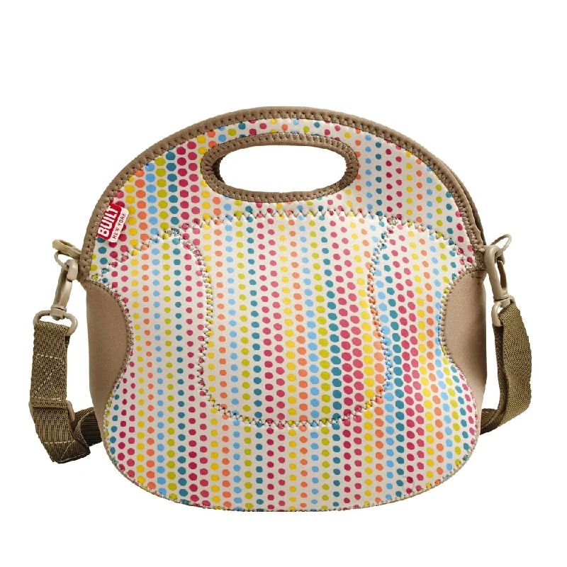 Waterproof luggage covers for protection against rain on outdoor tripsBUILT Spicy Relish Candy Dot Lunch Tote