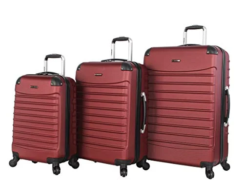 Ciao Luggage Voyager 3 Piece Hardside Spinner Suitcase Set Collection (Voyager Burgundy)