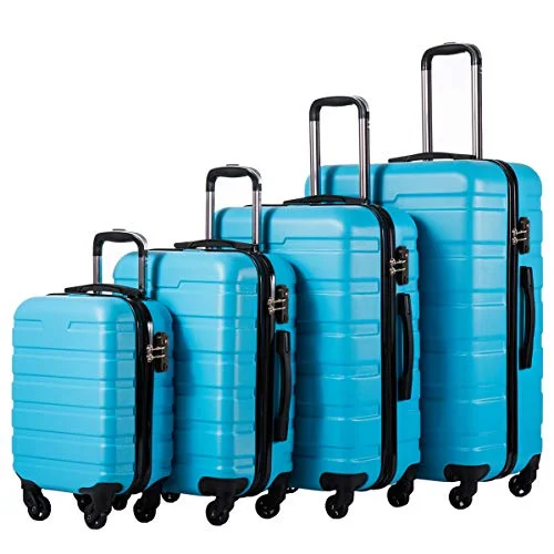COOLIFE Luggage 4 Piece Set Suitcase Spinner Hardshell Lightweight TSA Lock (Family Set-Sky Blue) COOLIFE Luggage 4 Piece Set Suitcase Spinner Hardshell Lightweight TSA Lock (Family Set-Sky Blue)