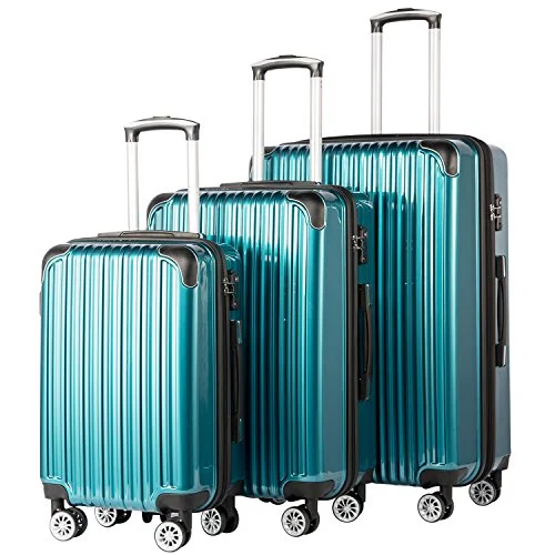 Coolife Luggage Expandable 3 Piece Sets PC+ABS Spinner Suitcase 20 inch 24 inch 28 inch (green) Coolife Luggage Expandable 3 Piece Sets PC+ABS Spinner Suitcase 20 inch 24 inch 28 inch (green)