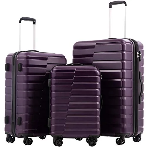 COOLIFE Luggage Expandable Suitcase PC+ABS 3 Piece Set with TSA Lock Spinner Carry on new fashion design (purple, 3 piece set) COOLIFE Luggage Expandable Suitcase PC+ABS 3 Piece Set with TSA Lock Spinner Carry on new fashion design (purple, 3 piece set)