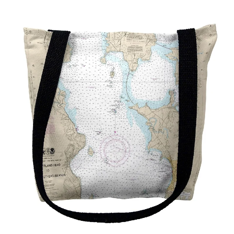 Cumberland Head to Four Brothers Islands, VT Nautical Map Medium Tote Bag 16x16 - 16 inches x 16 inches