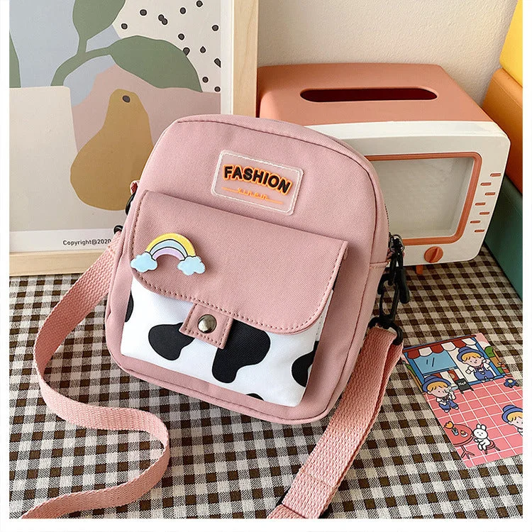 Expandable packing cubes sets in various sizes for organized suitcase packingCute cartoon nylon parcel children's chest bag light tide to take out the front box fashion student backpack Messenger bag