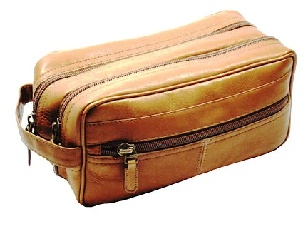 Travel document holders with multiple slots for passports and ticketsDorado Leather Double Zip Shave Kit 115