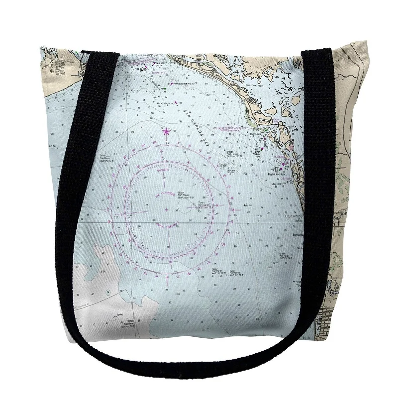 Anti - theft RFID blocking travel wallet for safe money and card storageEstero Bay, Bonita Springs, FL Nautical Map Medium Tote Bag 16x16 - 16 inches x 16 inches