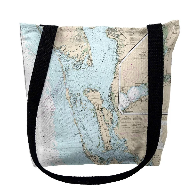 Anti - theft RFID blocking travel wallet for safe money and card storageEstero Bay to Lemon Bay, FL Nautical Map Medium Tote Bag 16x16 - 16 inches x 16 inches