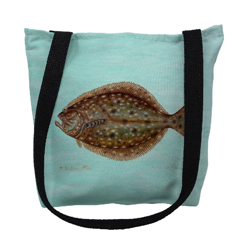 Flounder on Aqua Left Small Tote Bag 13x13