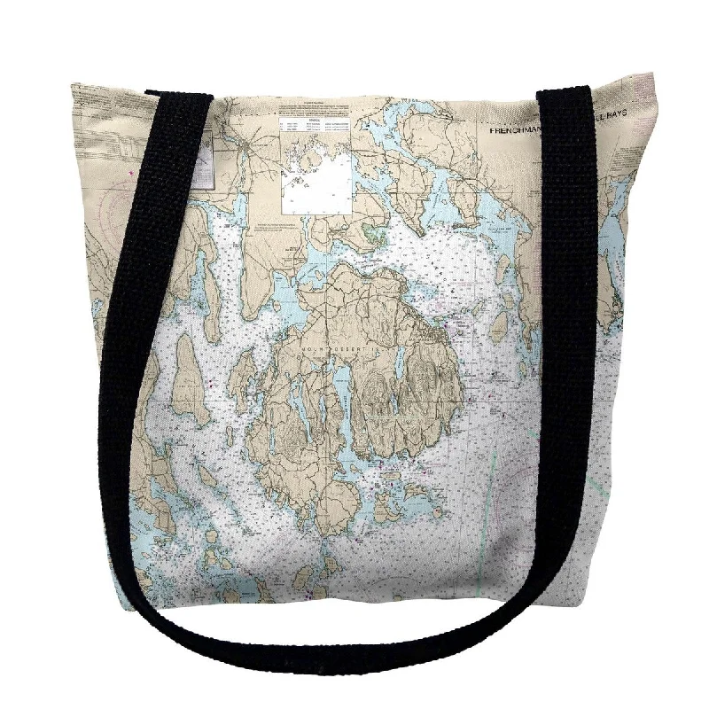 TSA-approved combination locks for luggage security during international travelFrenchman and Blue Hill Bays, ME Nautical Map Medium Tote Bag 16x16 - 16 inches x 16 inches