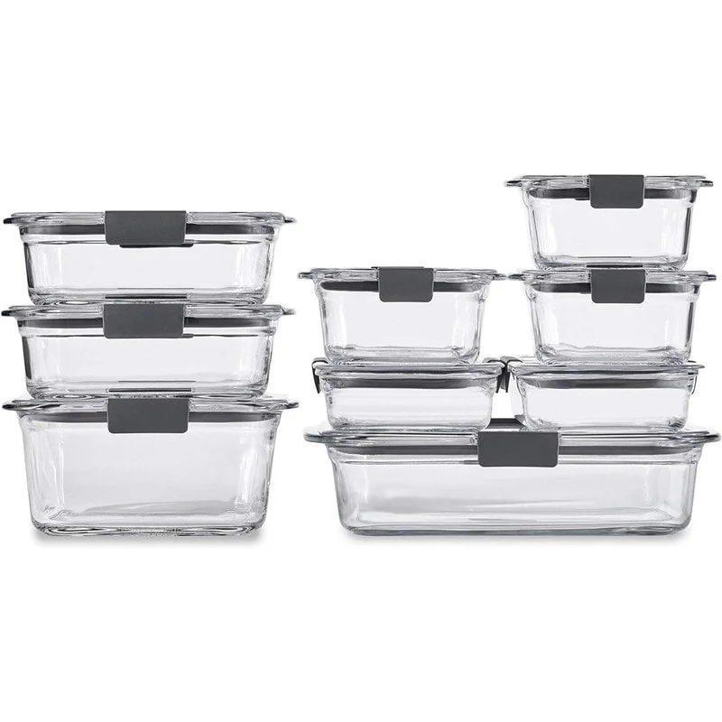 Glass Food Storage Containers with Lids (18 pcs), Set of 9 (Assorted Sizes), Clear - Set of 9 (Varied Sizes)+Clear Glass Food Storage Containers with Lids (18 pcs), Set of 9 (Assorted Sizes), Clear - Set of 9 (Varied Sizes)+Clear