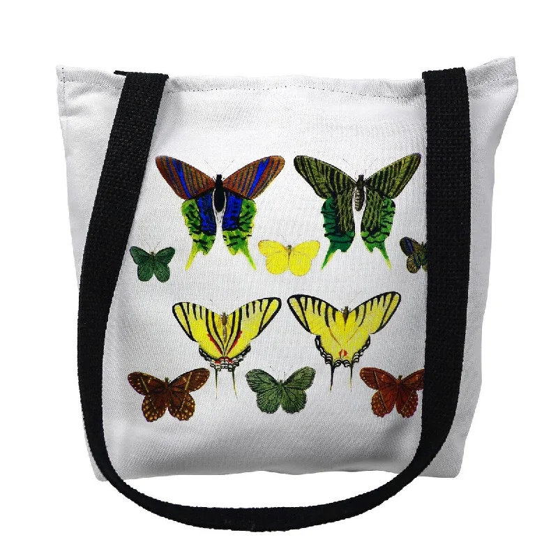 Luggage straps with buckle closures to secure overstuffed bagsGreen Butterflies Small Tote Bag 13x13
