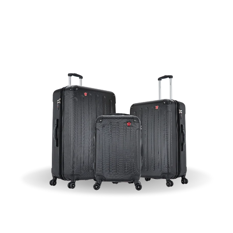 Leather luggage handles for a comfortable and stylish gripINTELY 3 Piece Set 20''/28''/32'' with Built-in Digital Weight Scale