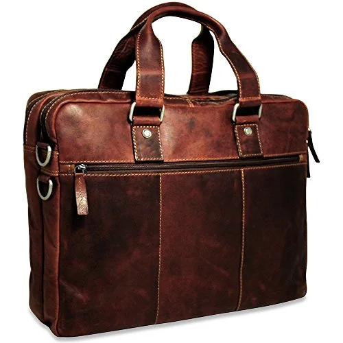 Anti - theft RFID blocking travel wallet for safe money and card storageJack Georges Mens Voyager Large Double Gusset Top Zip Briefcase in Brown