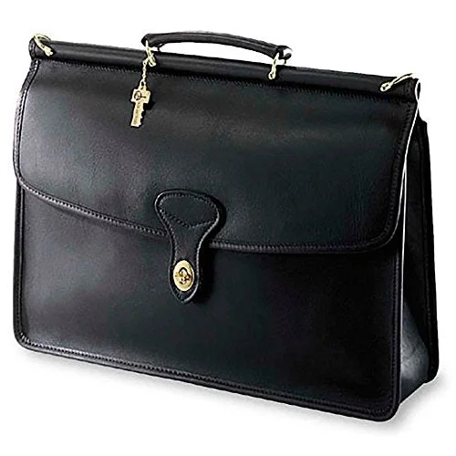 Travel document holders with multiple slots for passports and ticketsJack Georges Unisex [Personalized Initials Embossing] University Single Gusset Flap Over Leather Briefcase in Black