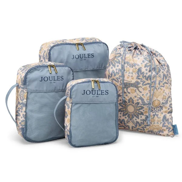 Magnetic luggage labels that can be easily changed or removedJoules Damask Set of Packing Cubes