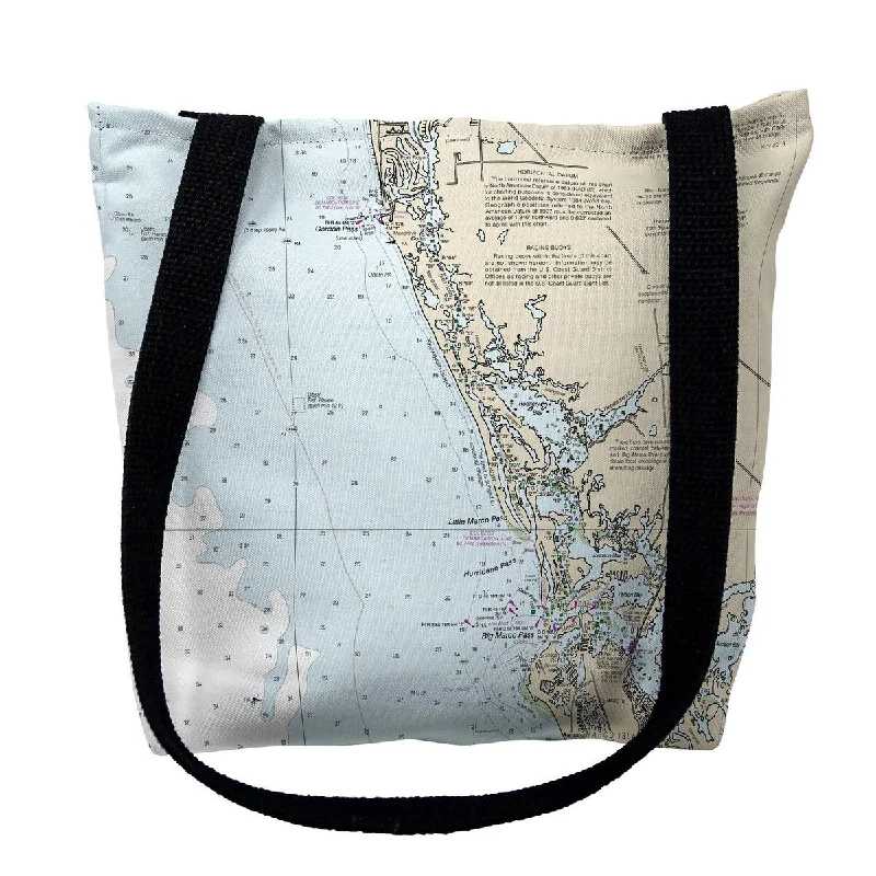 Keewaydin Island, FL Nautical Map Medium Tote Bag 16x16 - 16 inches x 16 inches