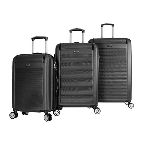 Leather luggage handles for a comfortable and stylish gripKemyer 3-piece Hardside Tsa Lock Lightweight Spinner Rolling Luggage Set, Black