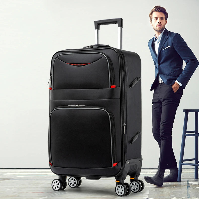 Travel document holders with multiple slots for passports and ticketsLarge capacity Travel Suitcase Trolley Bag Waterproof Oxford Rolling Luggage Universal wheels 20 inch Cabin Carry on Luggage