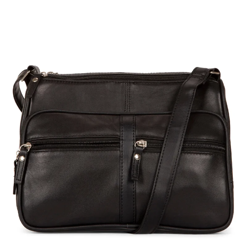 Luggage straps with buckle closures to secure overstuffed bagsLeather RFID Crossbody Bag