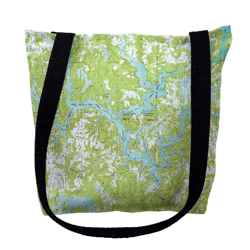 Lewis Smith Lake, AL Nautical Map Medium Tote Bag 16x16 - 16 inches x 16 inches