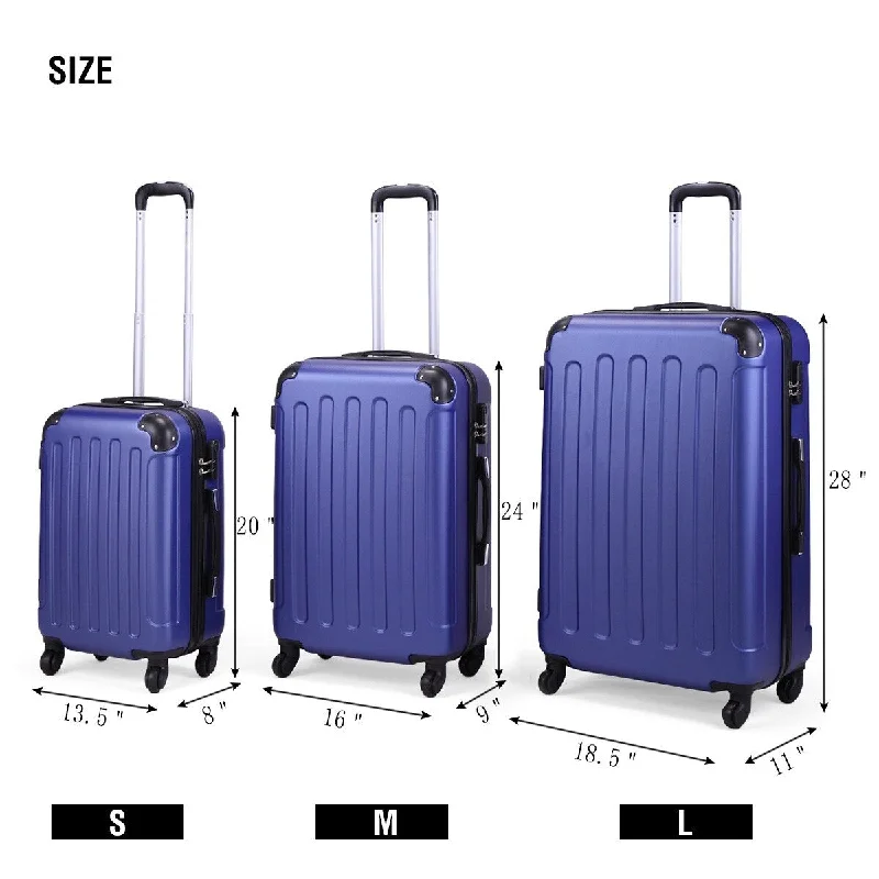 Luggage Expandable Lightweight Travel Suitcase Set w/ Code Lock, Blue