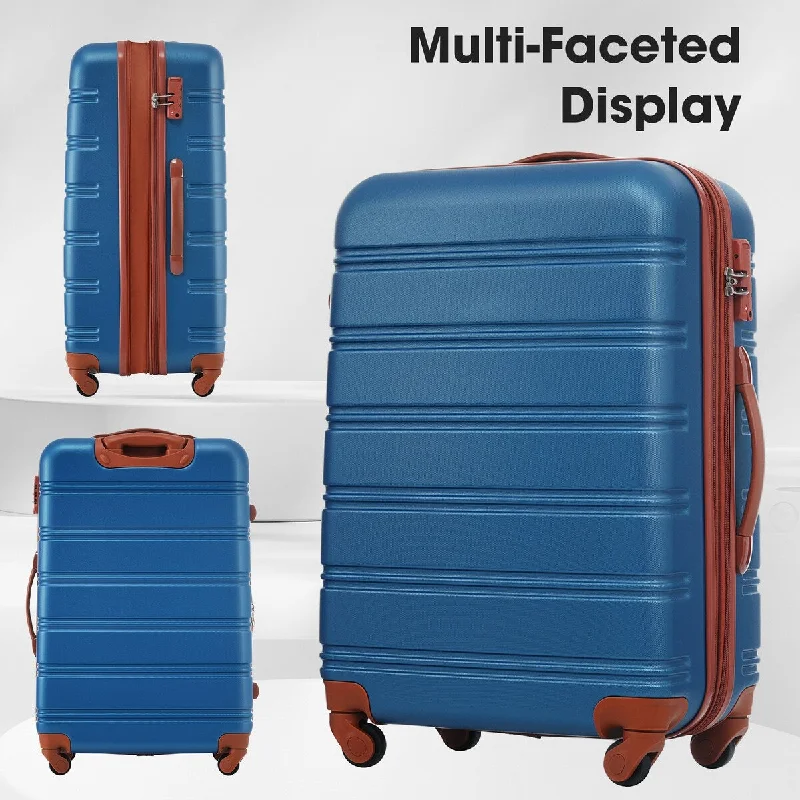 Luggage Sets 3 Piece Set, Hard luggage sets with spinner wheels and TSA Lock, Lightweight Expandable Suitcase Set, Navy Blue